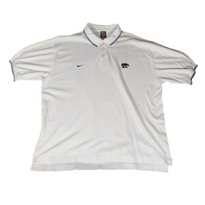 Nike Team Kansas State Wildcats NCAA Polo Shirt‎ XXL White Blue Dri-Fit